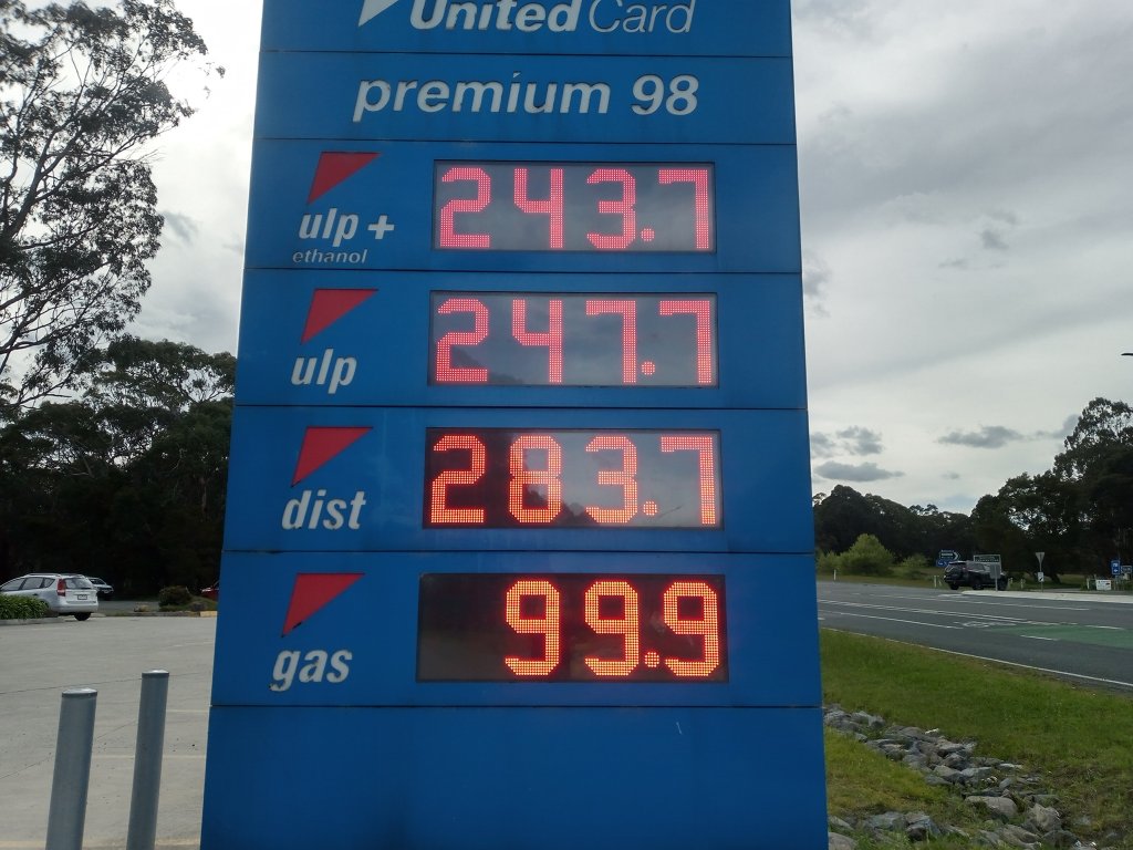 Ya! We have expensive petrol, yes! AU$2.48/Litre or US$6.59/Gallon